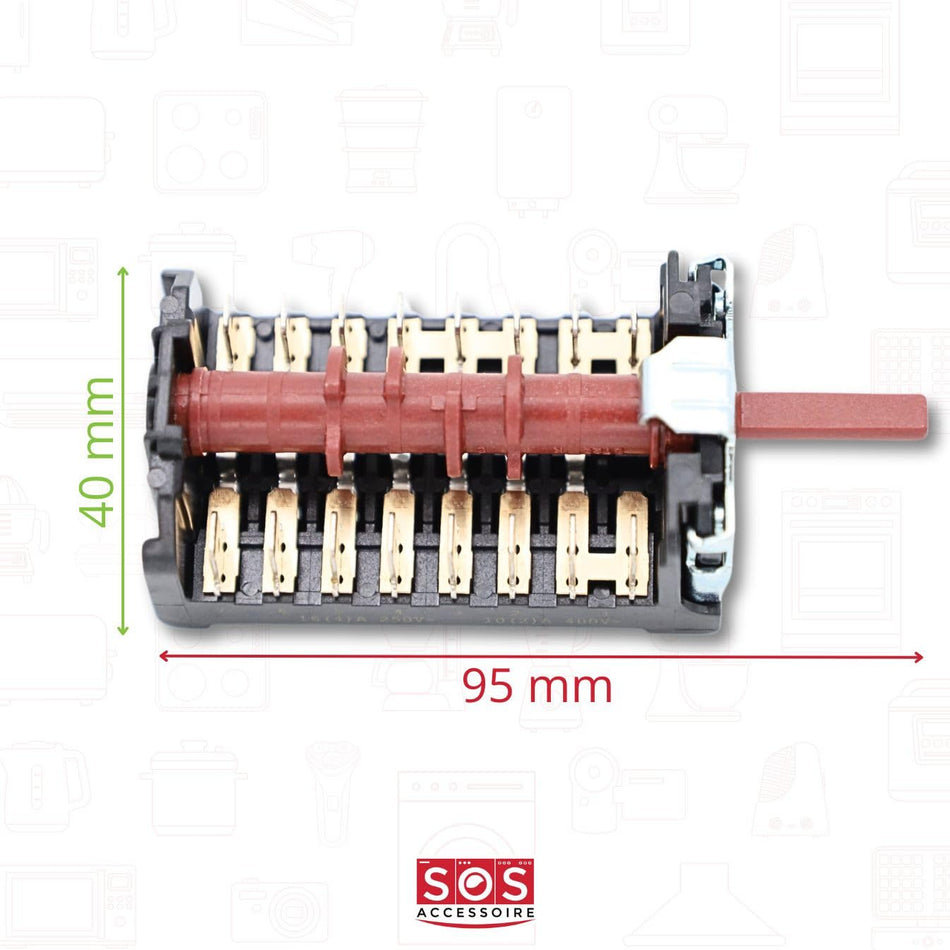 Commutatore forno rotativo GOTTAK 870701K, BEKO 263900054 6+0 posizioni 8+8 faston