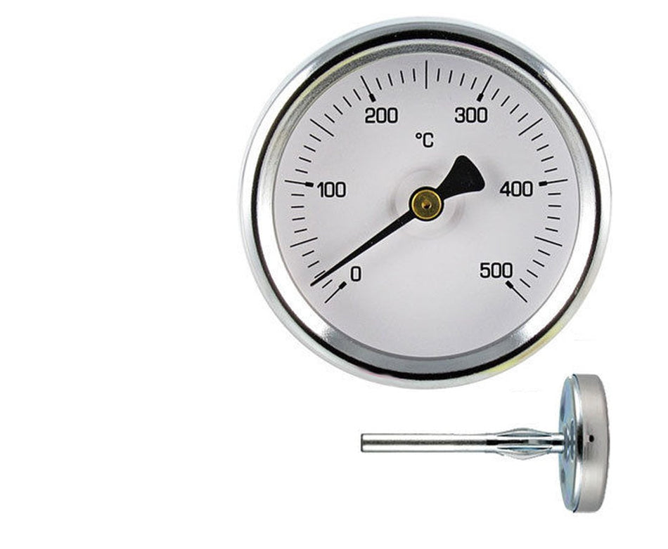 Termometro da forno e barbecue in acciaio inox 0–500 °C Ø 63 mm sonda 100 mm