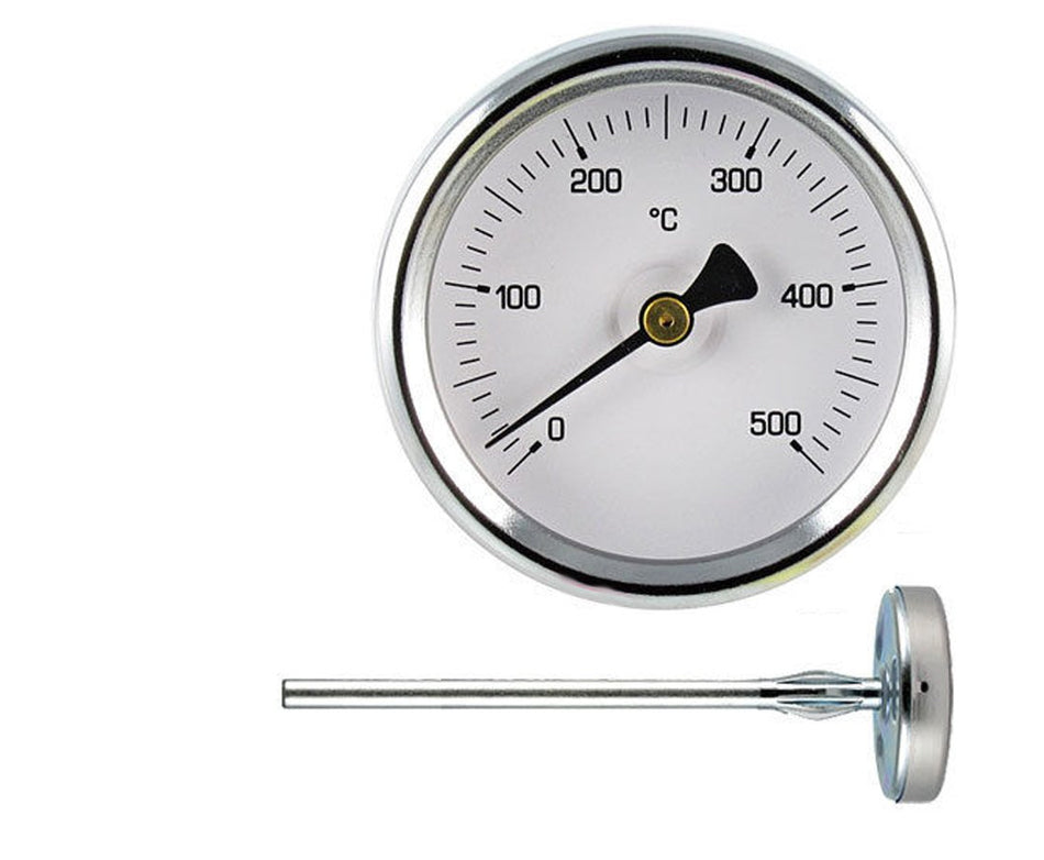 Termometro da forno e barbecue in acciaio inox 0–500 °C Ø 63 mm sonda 200 mm