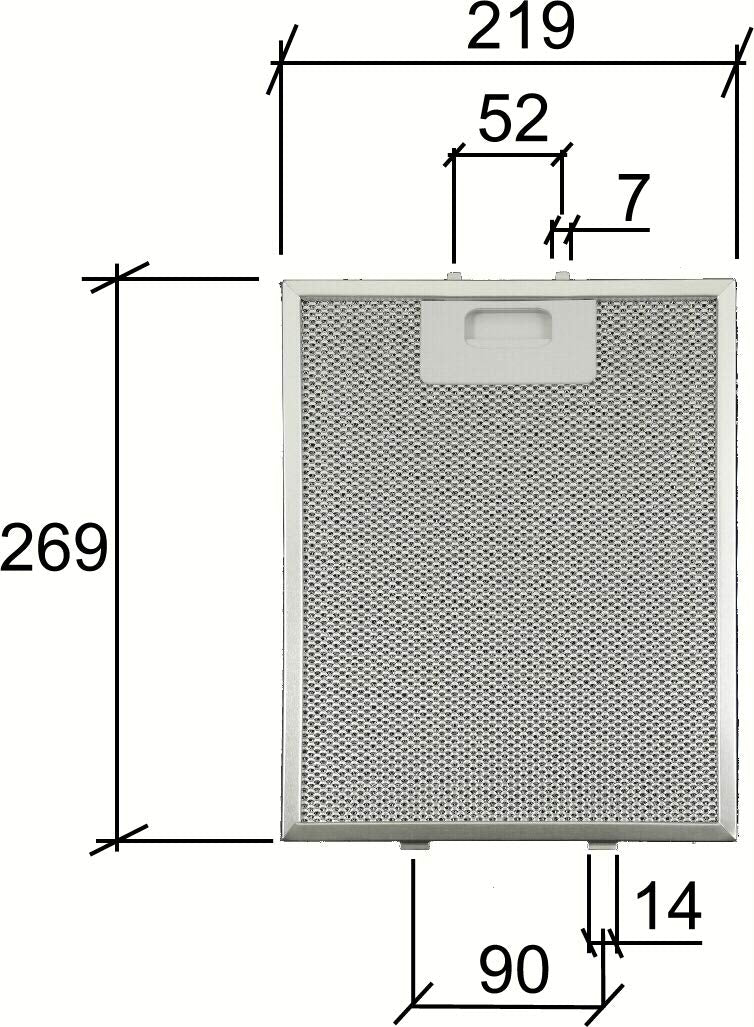 Filtro Cappa in alluminio per cappe ELICA, TURBOAIR, WHIRLPOOL 219 x 269 x 9 mm