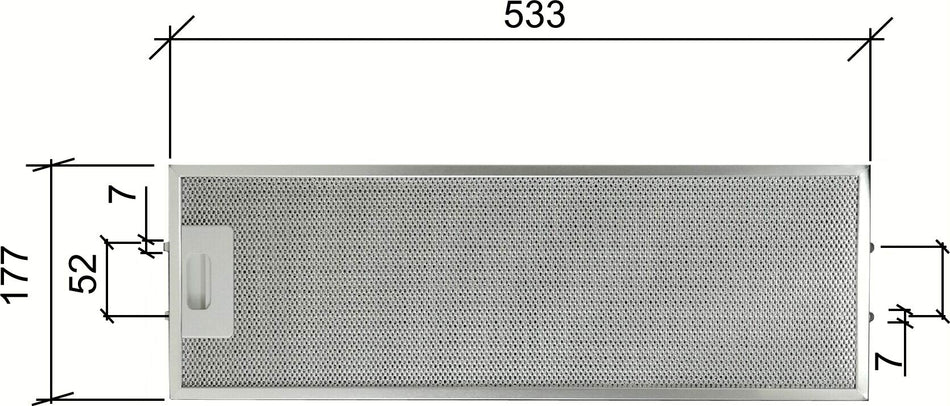 Filtro Cappa in alluminio per cappe ELICA, WHIRLPOOL 177 x 533 x 8 mm