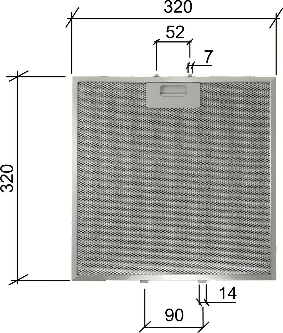 Filtro Cappa in alluminio per cappe ELICA 320 x 320 x 9 mm