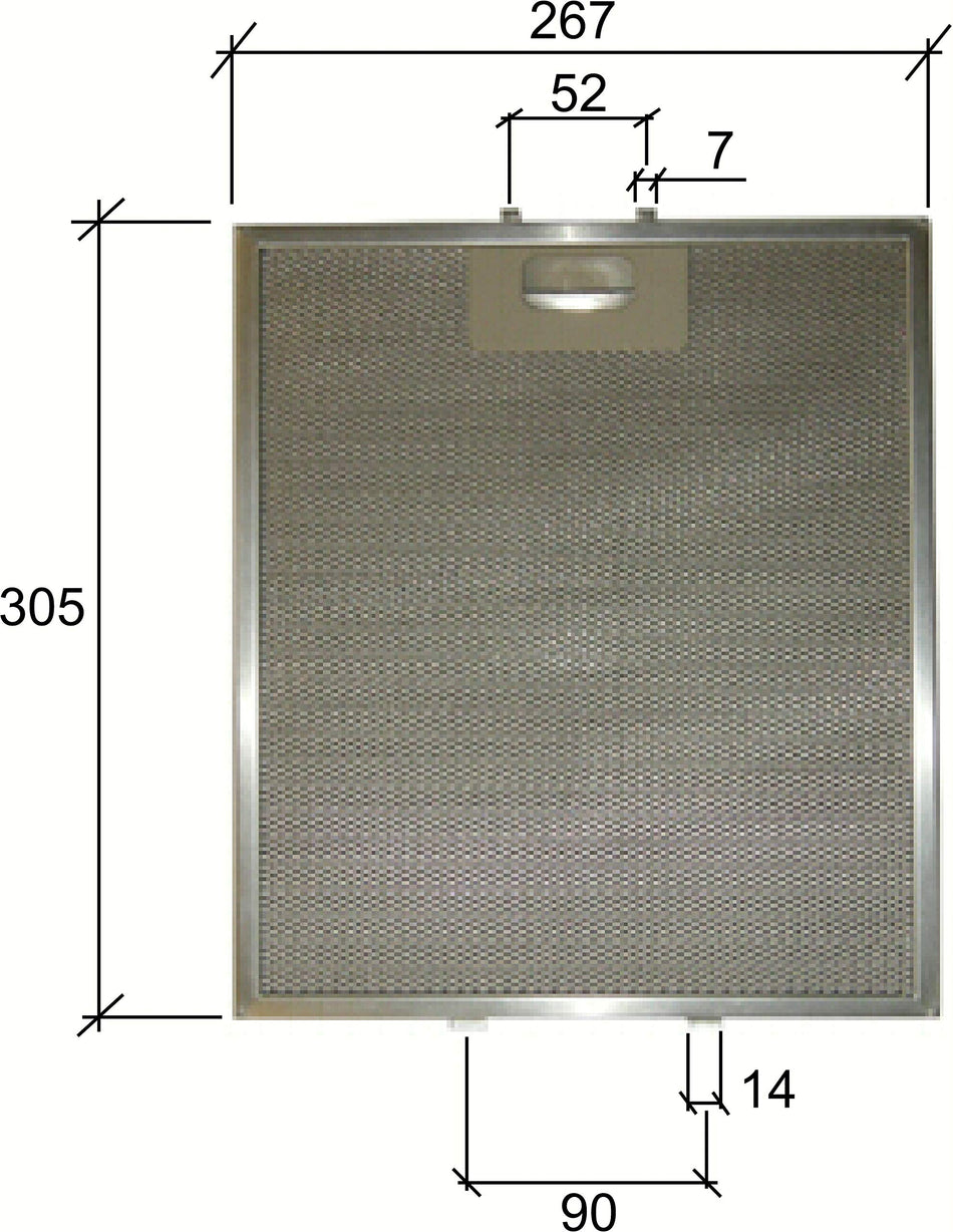 Filtro Cappa in alluminio per cappe ELICA 267 x 305 x 9 mm