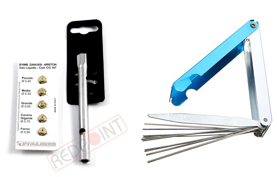 Kit Ugelli piano cottura GPL 7 fuochi 5 ugelli  + chiave esagono 6/7 + set alesatori