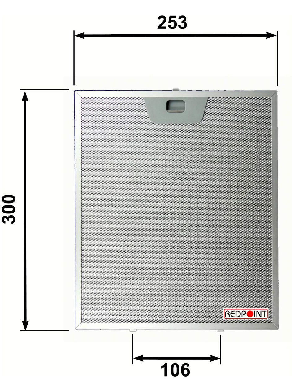 Filtro Cappa in alluminio per cappe FABER, FRANKE 253 x 300 x 8 mm