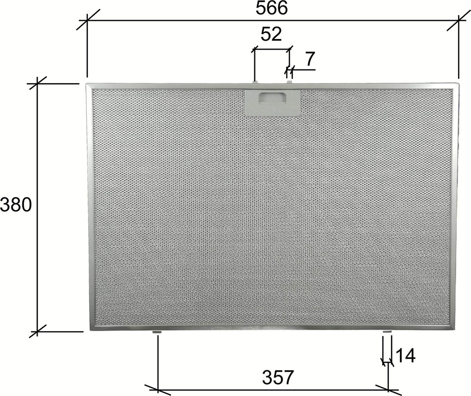 Filtro Cappa in alluminio per cappe ELICA 566 x 380 x 9 mm