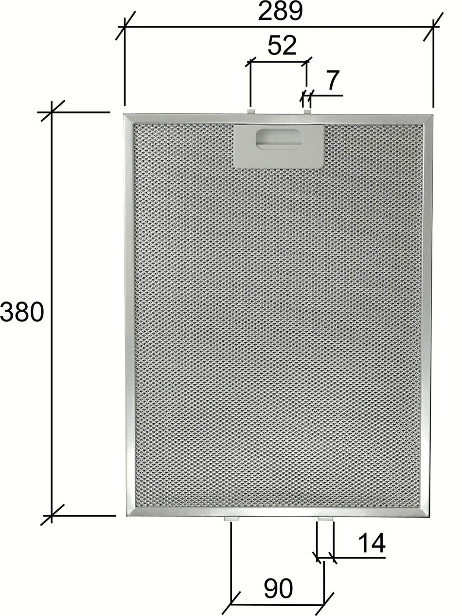 Filtro Cappa in alluminio per cappe ELICA 289 x 380 x 9 mm