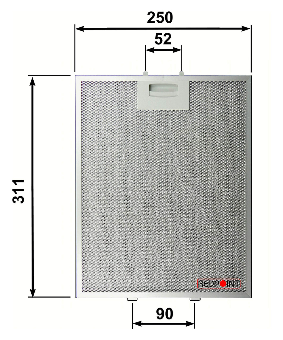 Filtro Cappa in alluminio per cappe BOSCH 250 x 311 x 8 mm