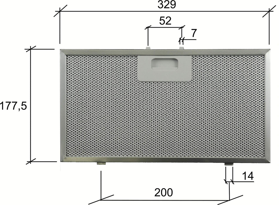 Filtro Cappa in alluminio per cappe ELICA 329 x 177 x 9 mm